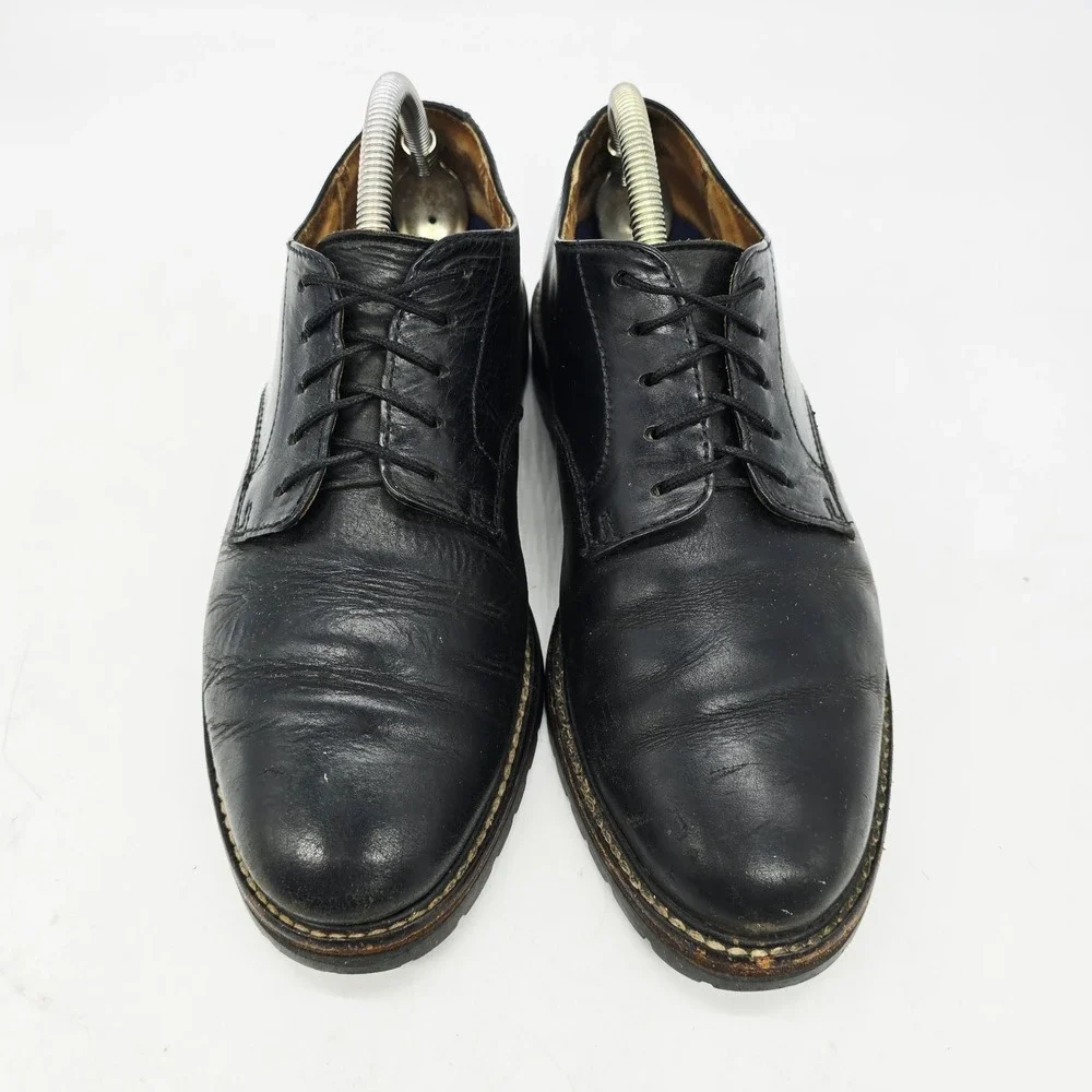 Vintage Polo Ralph Lauren Shoes Men's 9 D Oxford Black‎ Leather Plain Toe Derby
